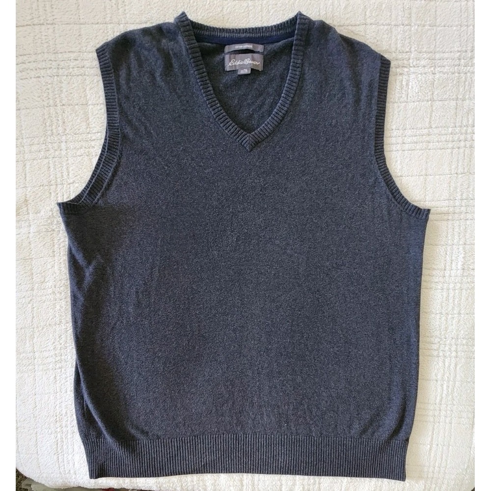 Vintage Eddie Bauer Sweater Vest‎ Mens TXL Cotton Cashmere Knit Pullover Grandpa